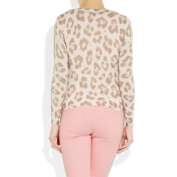 J Crew Cream Leopard Tissue Sweater, Fine Knit Cot - Picture 12 of 14